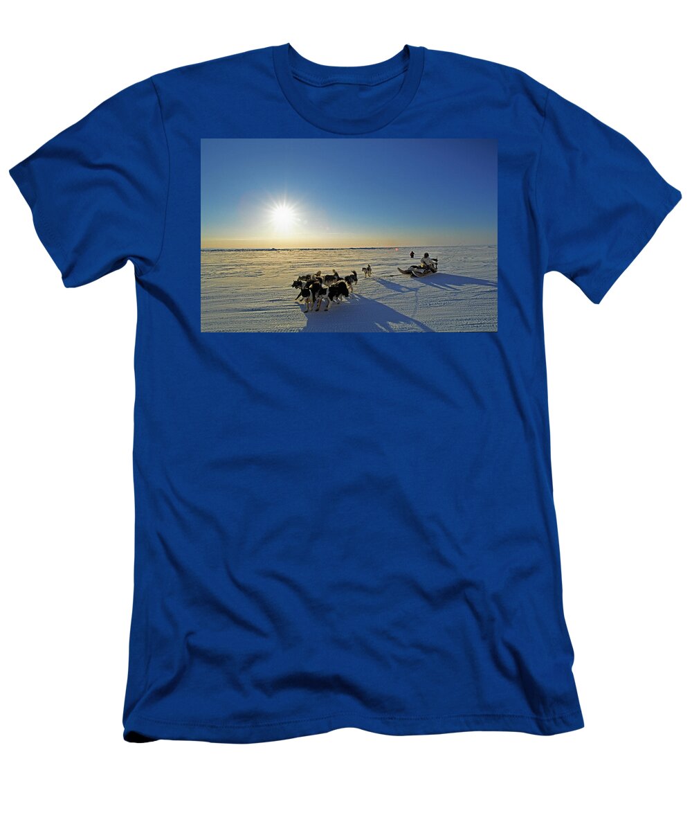 Light T-Shirt featuring the photograph Dogsledding In Grise Fiord, Nunavut by Robert Postma
