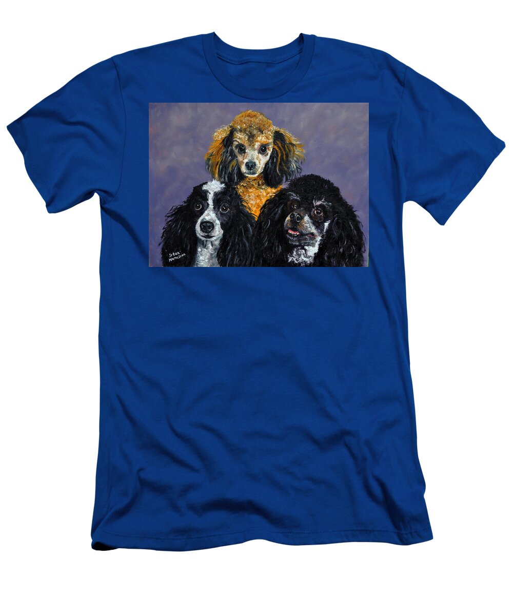 Poodles T-Shirt featuring the painting Poodles by Stan Hamilton