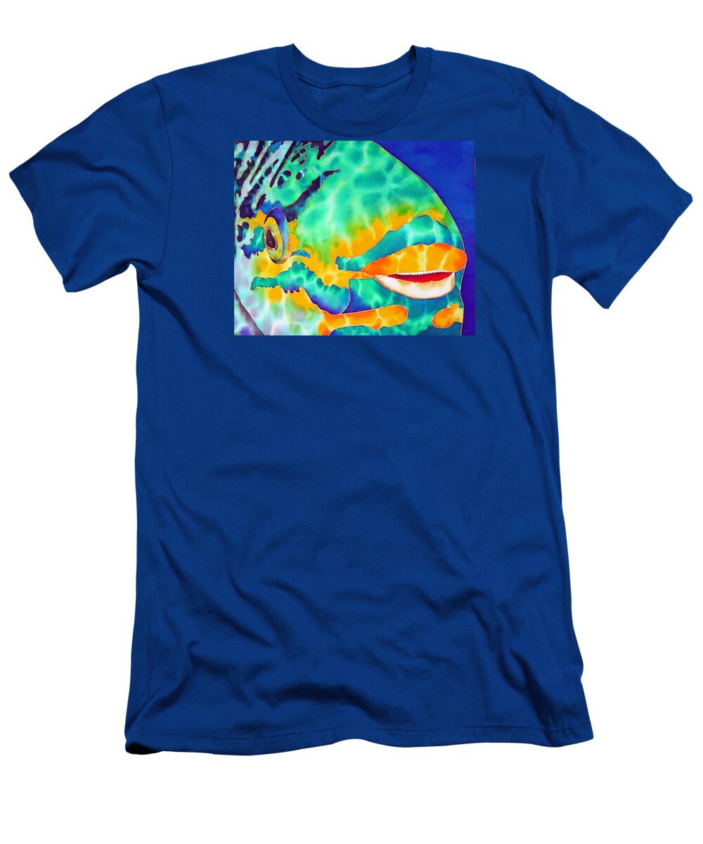 Diving T-Shirt featuring the painting Queen Parrotfish by Daniel Jean-Baptiste