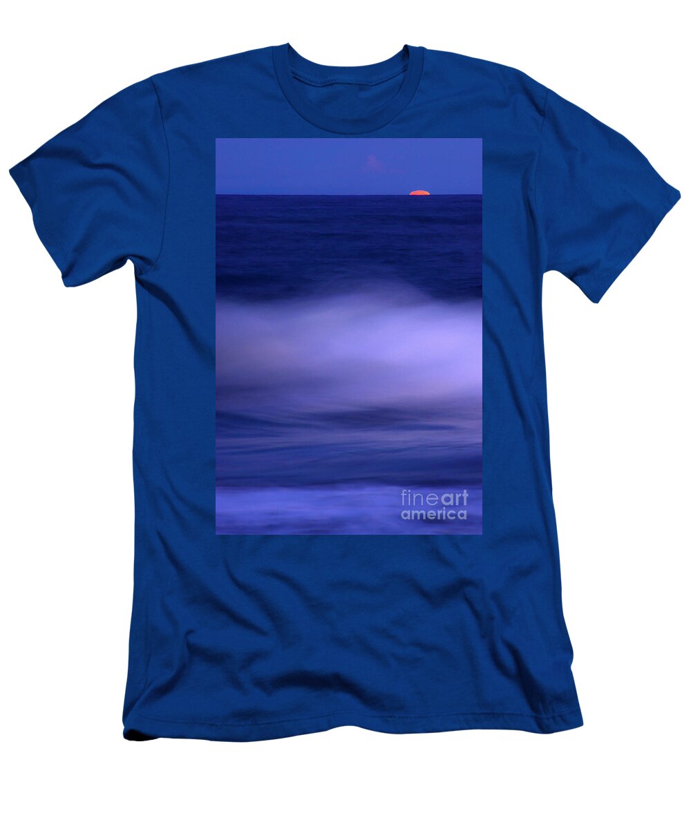 Sea T-Shirt featuring the photograph The Red Moon And The Sea by Hannes Cmarits