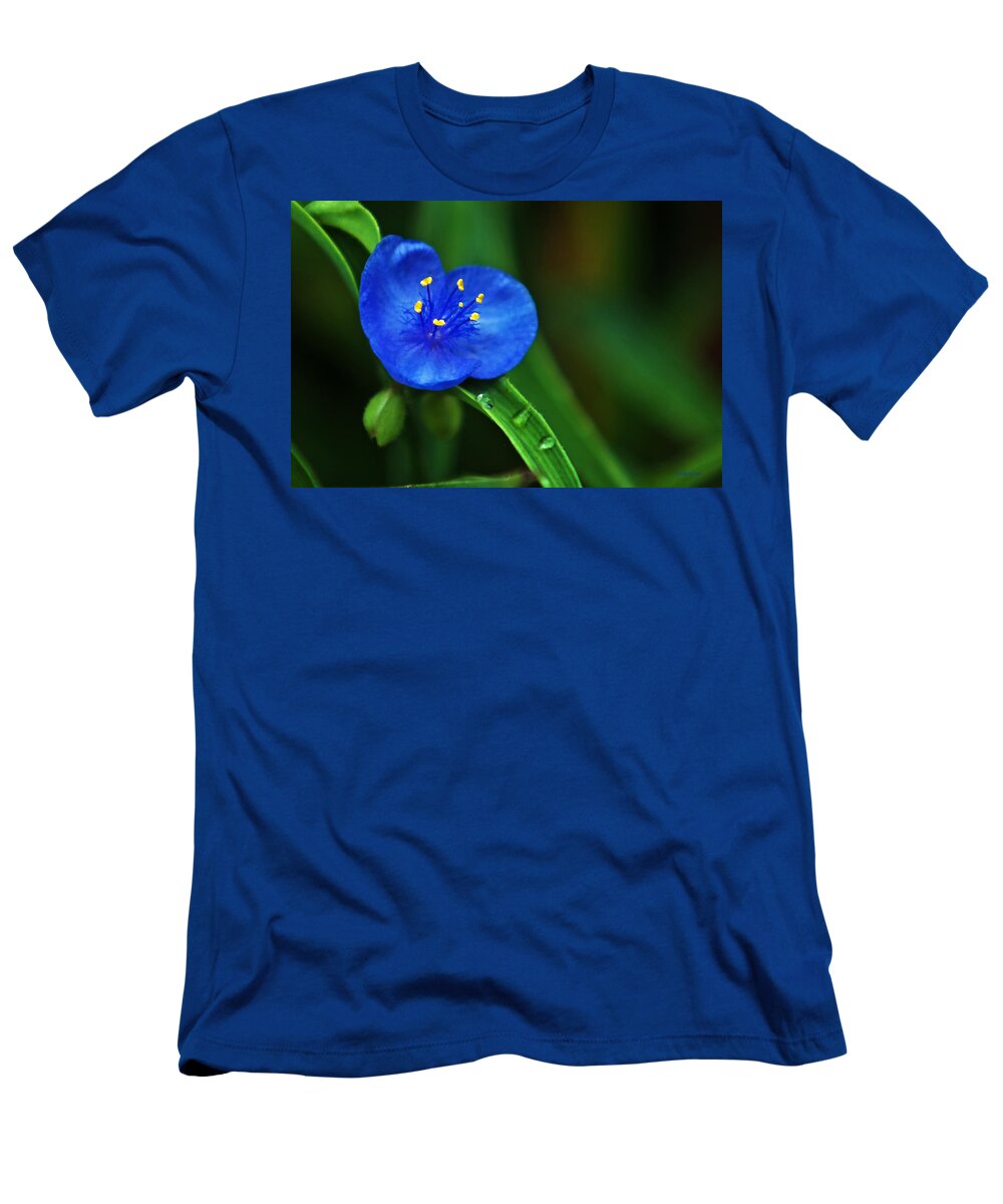 Flowers T-Shirt featuring the photograph Yellow Blue And Raindrops by Ed Peterson