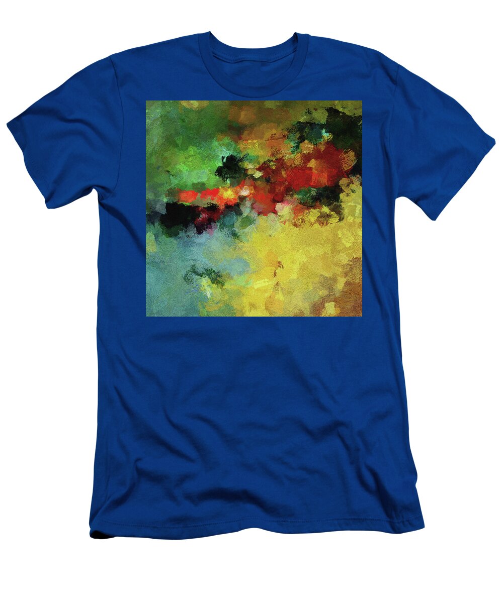 Abstract T-Shirt featuring the painting Abstract and Minimalist Landscape Painting #1 by Inspirowl Design
