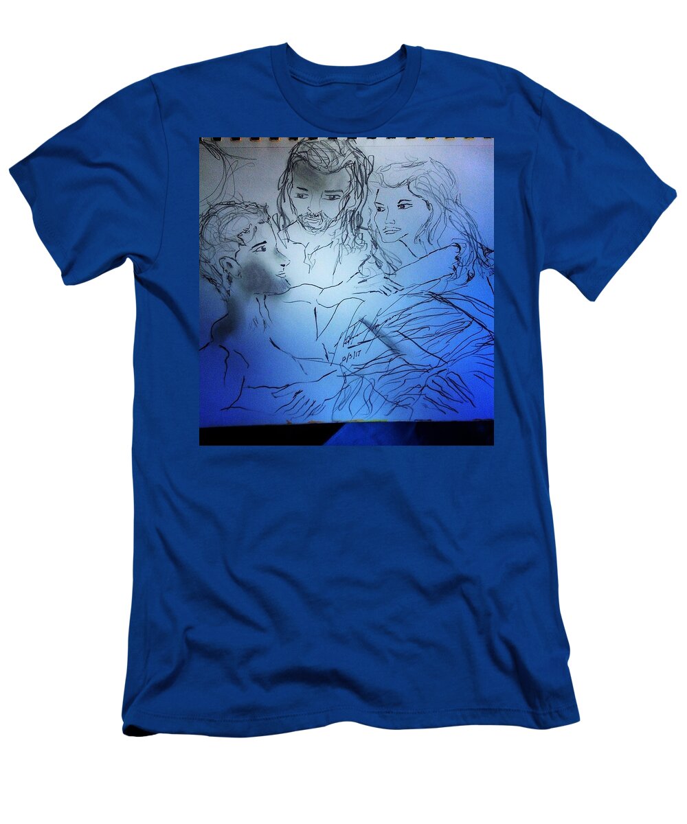 Creation T-Shirt featuring the drawing Adam andEve The Creation Story #1 by Love Art Wonders By God