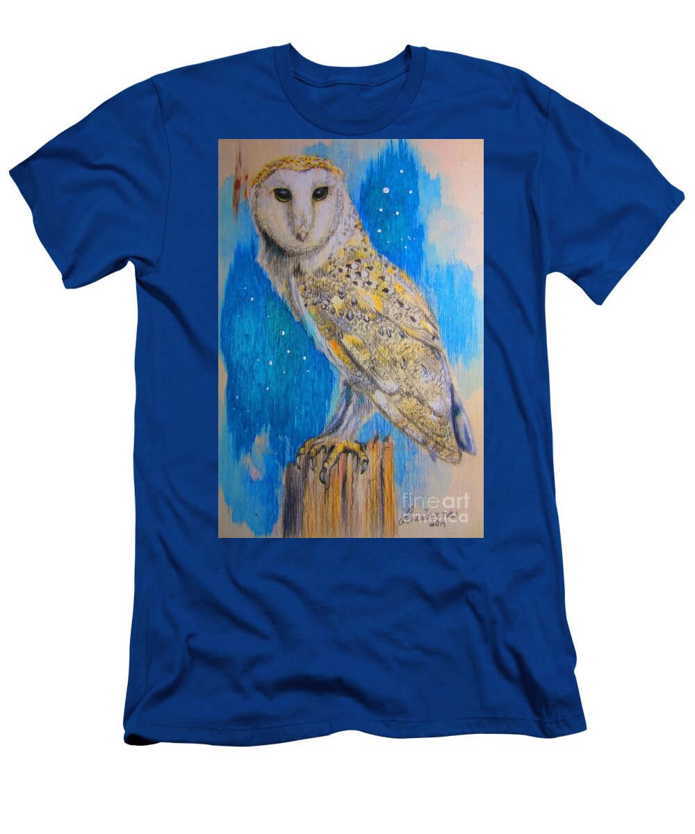 Barn Owl T-Shirt featuring the drawing Barn Owl #1 by Laurianna Taylor