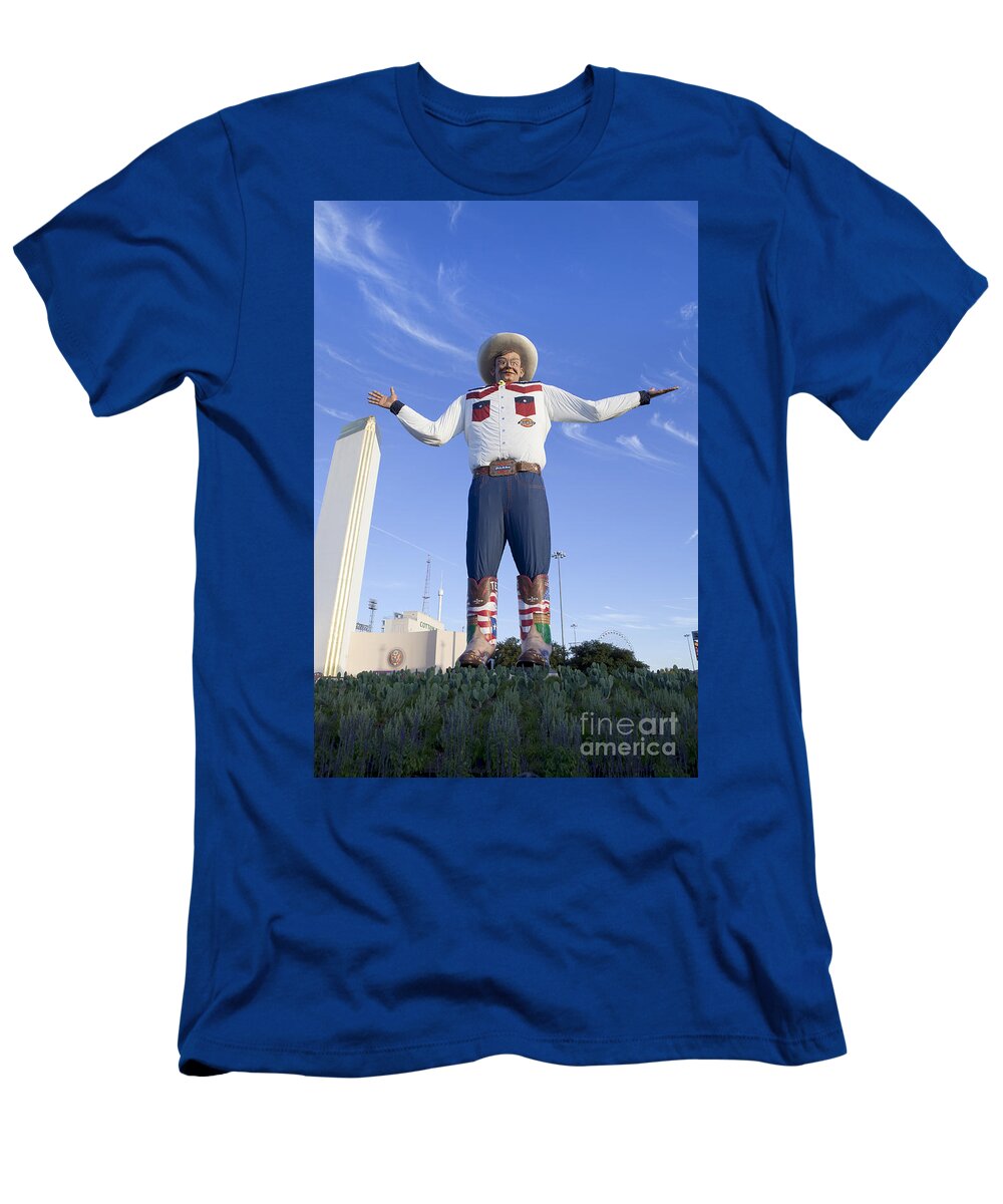 Big Tex T-Shirt featuring the photograph Big Tex in Dallas Texas #1 by Anthony Totah