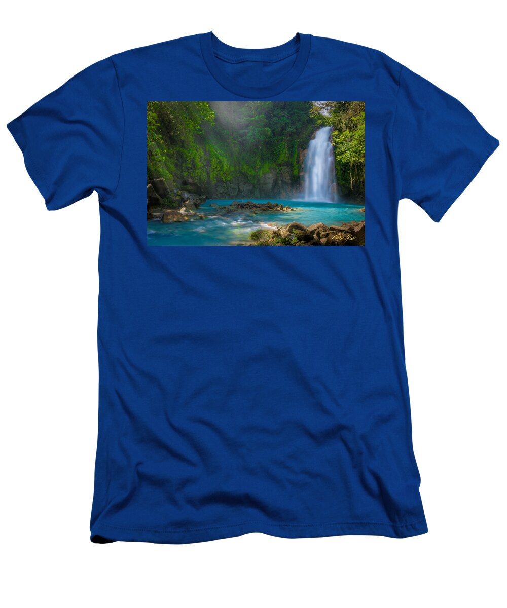 Flowing T-Shirt featuring the photograph Blue Waterfall #1 by Rikk Flohr