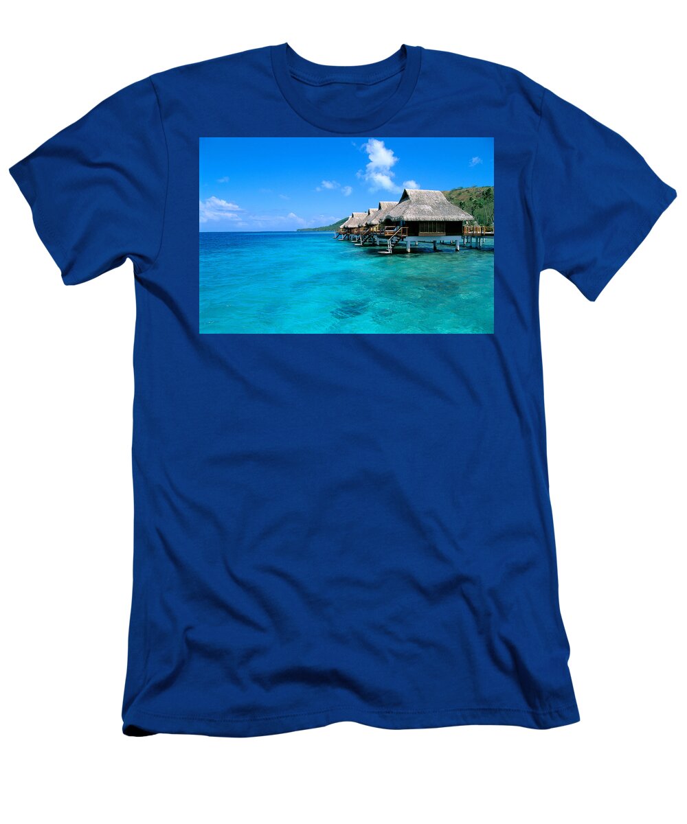 Above T-Shirt featuring the photograph Bora Bora Lagoon Resort #1 by Greg Vaughn - Printscapes