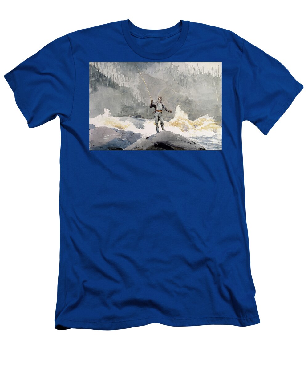 Winslow Homer T-Shirt featuring the drawing Casting #1 by Winslow Homer
