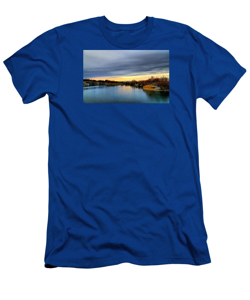 Landscape T-Shirt featuring the photograph Cloudy Autumn Sunset #1 by Lilia S