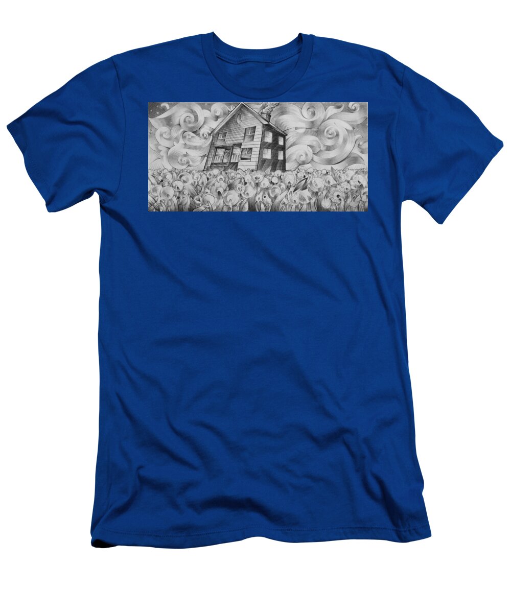 Art T-Shirt featuring the drawing Cool Spring Night #1 by Myron Belfast