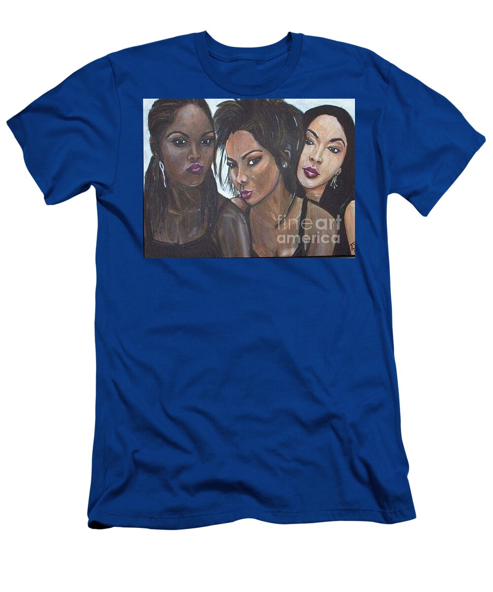 Women Black Difference T-Shirt featuring the painting Flavors #1 by Tyrone Hart