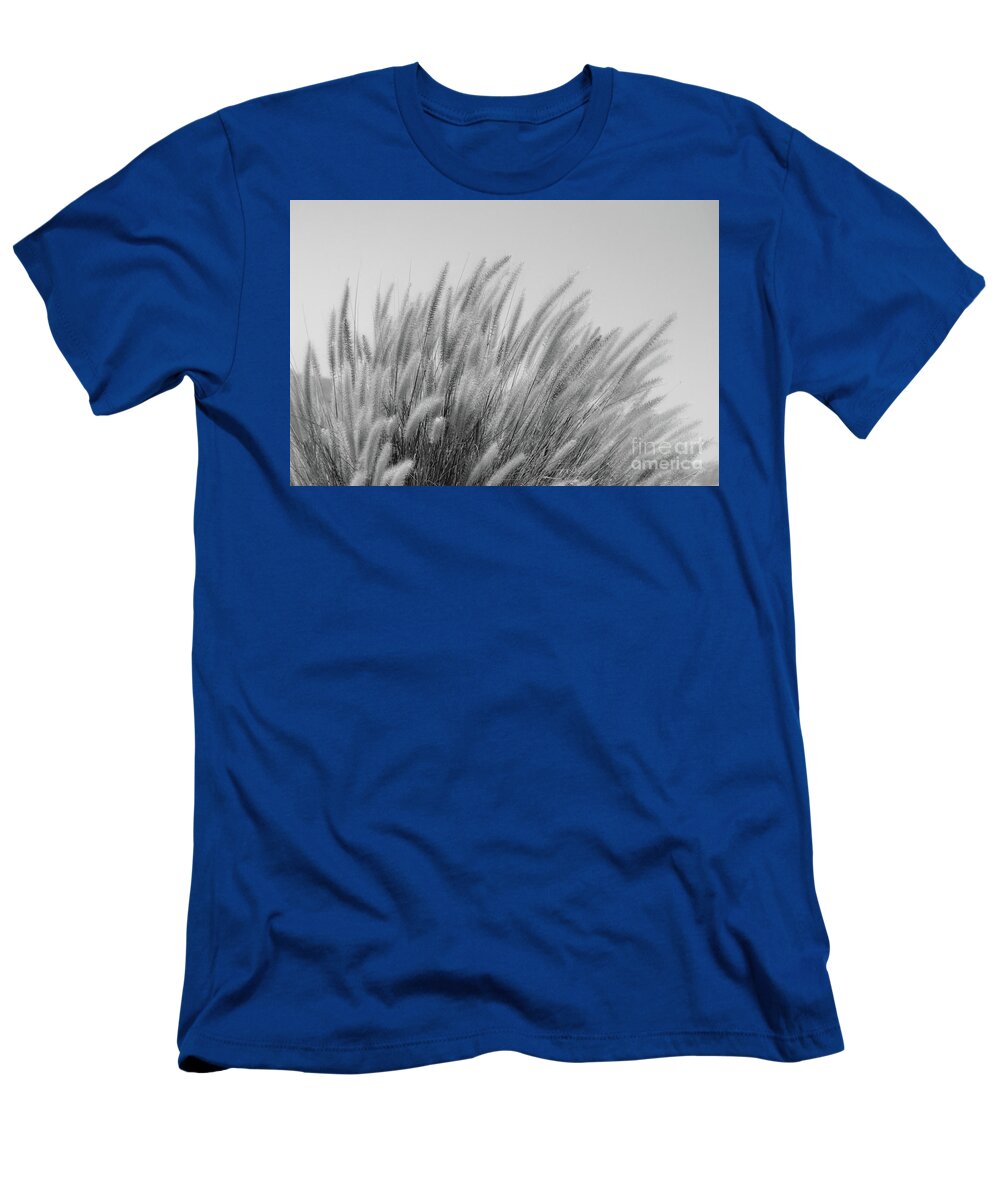 Black And White T-Shirt featuring the photograph Foxtails on a Hill in Black and White by Leah McPhail