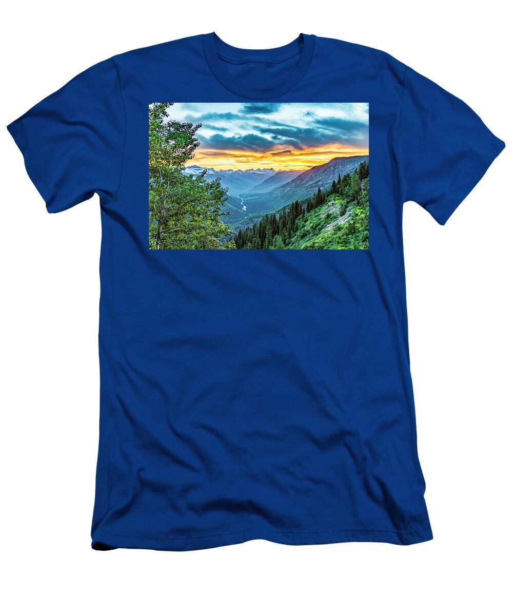 Glacier National Park T-Shirt featuring the photograph Jackson Glacier Overlook At Sunset #1 by Donald Pash