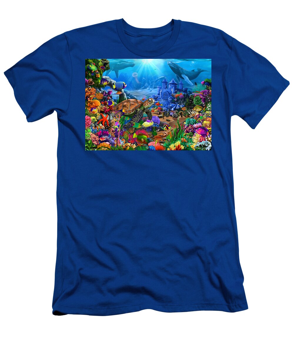 Under The Sea T-Shirt featuring the digital art Magical Undersea Turtle #1 by MGL Meiklejohn Graphics Licensing