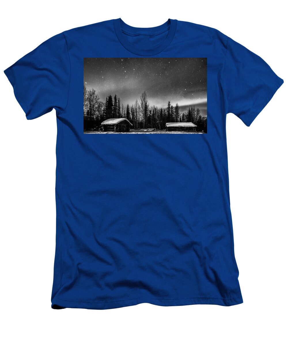 Alaska T-Shirt featuring the photograph Moonlight and Aurora by John Roach