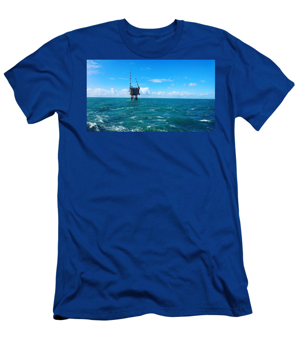 Oil Platform T-Shirt featuring the photograph Oil Platform #1 by Jackie Russo