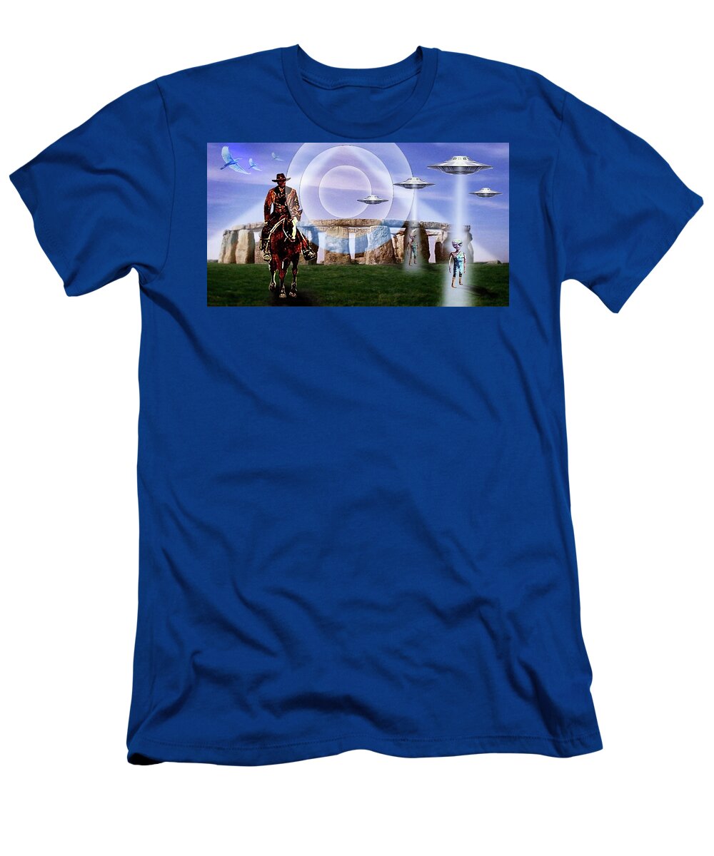 Stonehenge T-Shirt featuring the mixed media Once Upon a Time . . . #1 by Hartmut Jager