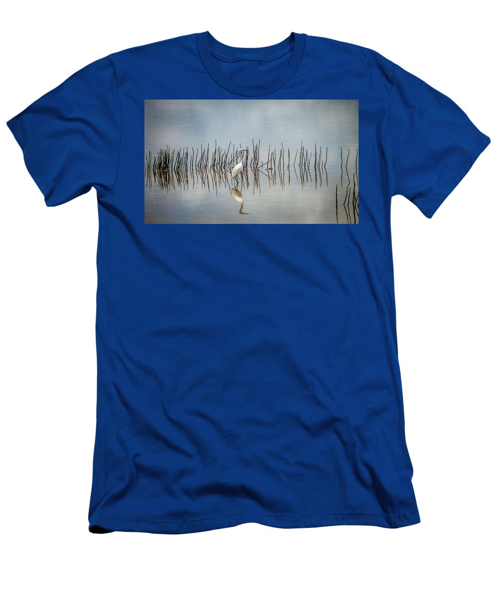 Heron T-Shirt featuring the photograph Reflections #2 by Fred Boehm