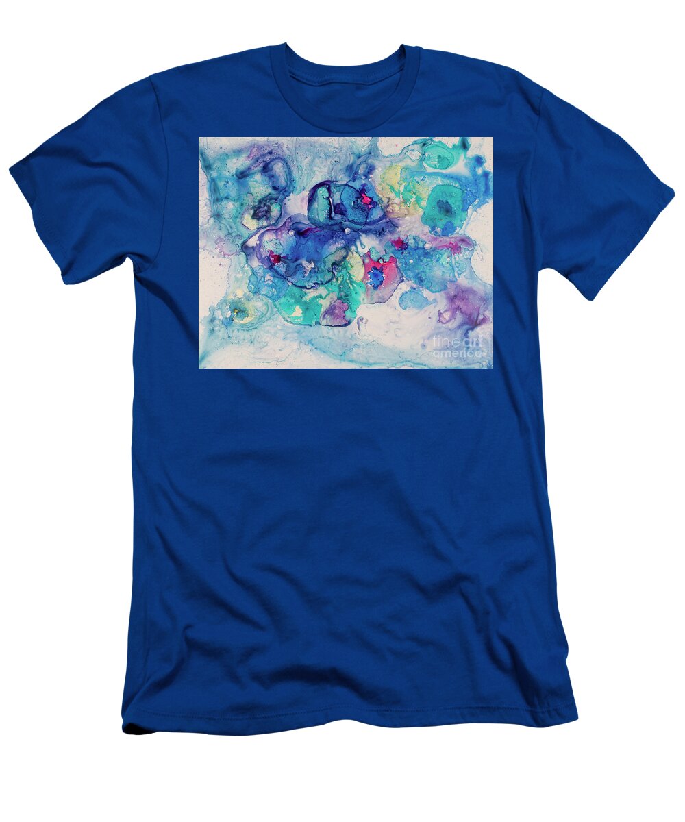 Blue T-Shirt featuring the painting Sea of Blue #1 by Linda Cranston