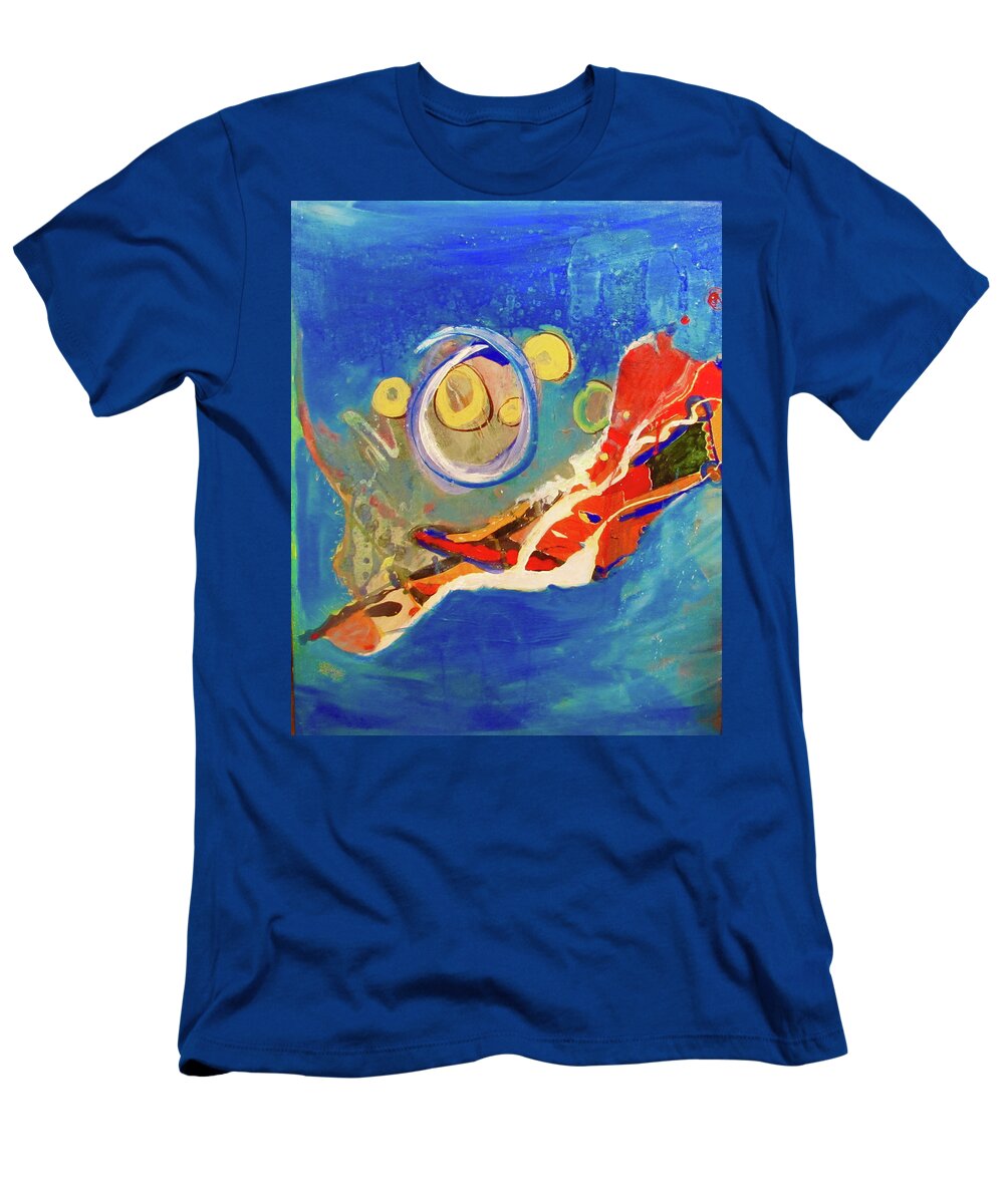 Blue T-Shirt featuring the painting Seventh Dimension #1 by Carole Johnson