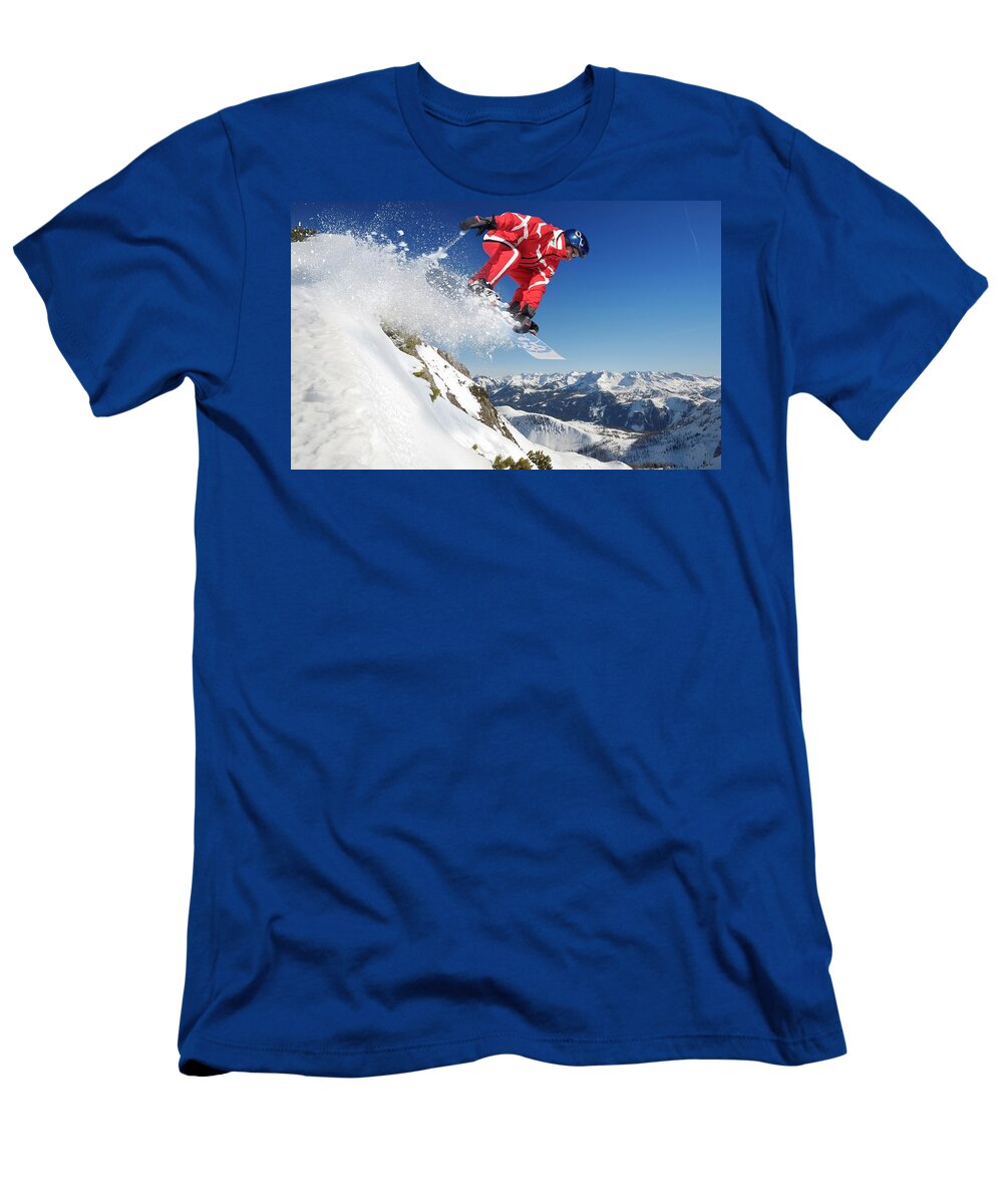 Snowboarding T-Shirt featuring the photograph Snowboarding #1 by Jackie Russo