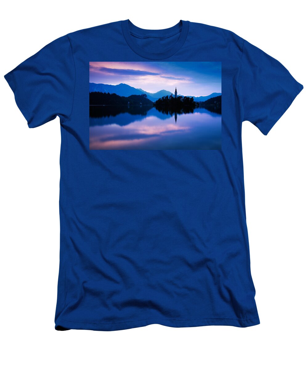 Bled T-Shirt featuring the photograph Sunrise at Lake Bled #1 by Ian Middleton