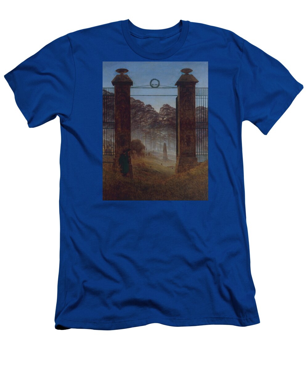 Caspar David Friedrich T-Shirt featuring the painting The Cemetery Entrance #1 by Caspar David Friedrich