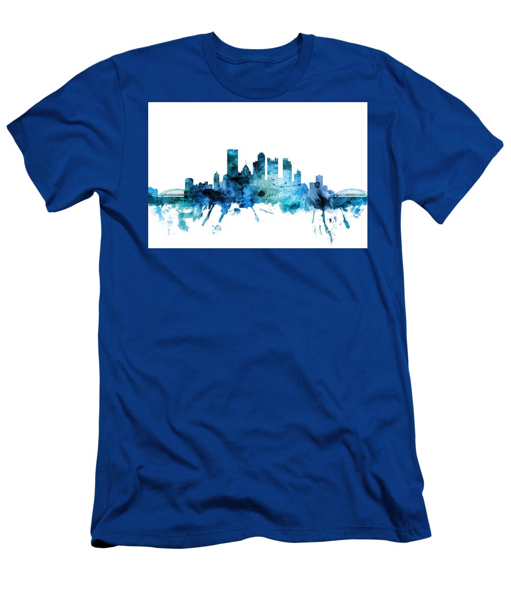Pittsburgh T-Shirt featuring the digital art Pittsburgh Pennsylvania Skyline #11 by Michael Tompsett