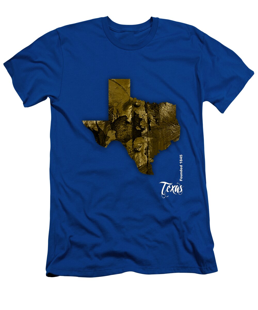 Texas Art T-Shirt featuring the mixed media Texas State Map Collection #11 by Marvin Blaine