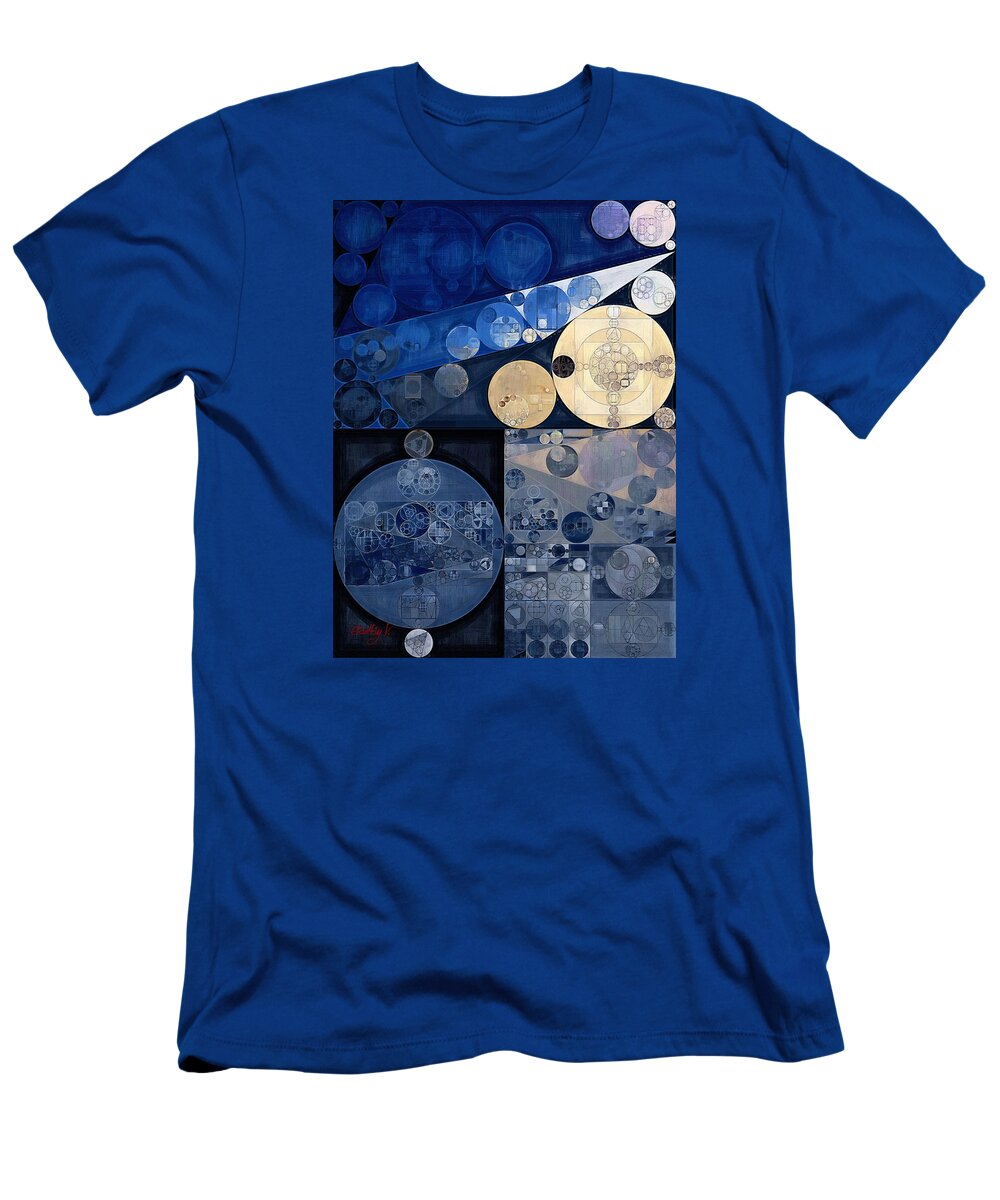Ideas T-Shirt featuring the digital art Abstract painting - Oxford blue #12 by Vitaliy Gladkiy