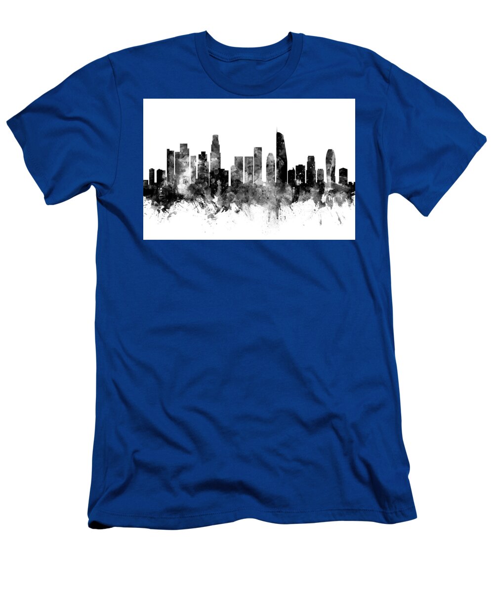 Los Angeles T-Shirt featuring the digital art Los Angeles California Skyline #13 by Michael Tompsett
