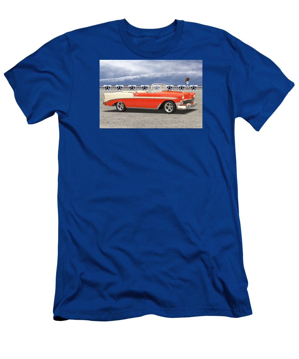 1956 Chevy T-Shirt featuring the photograph 1956 Chevrolet Belair Convertible by Mike McGlothlen