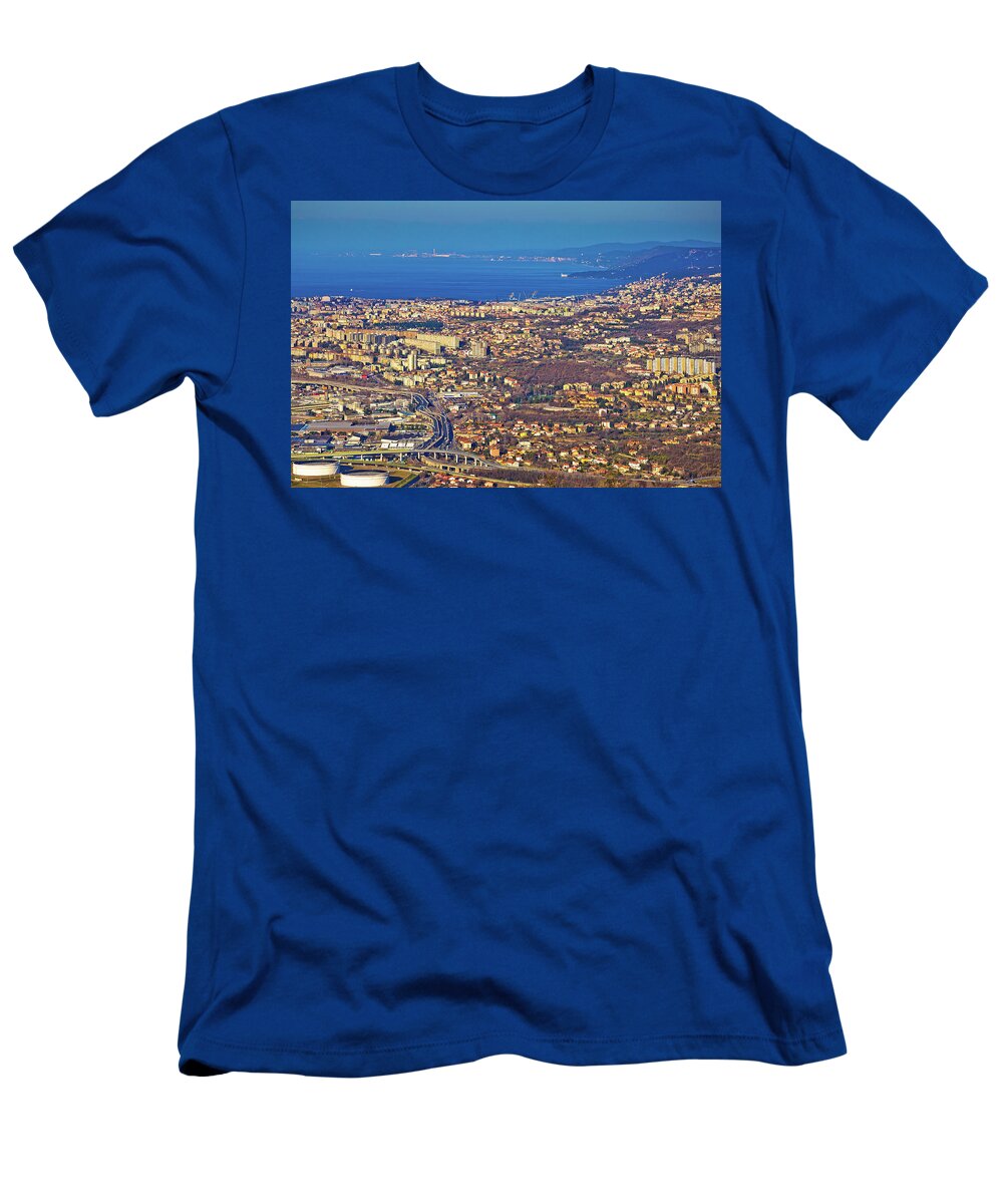 Italia T-Shirt featuring the photograph City of Trieste aerial view #2 by Brch Photography