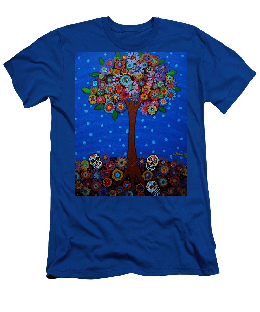 Day Of The Dead T-Shirt featuring the painting Day Of The Dead #2 by Pristine Cartera Turkus
