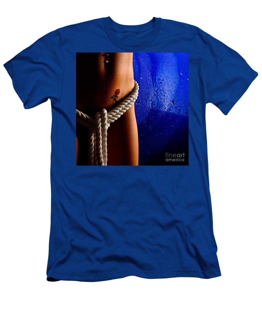 Nude T-Shirt featuring the photograph Rope Around Woman's Waist #2 by Maxim Images Exquisite Prints