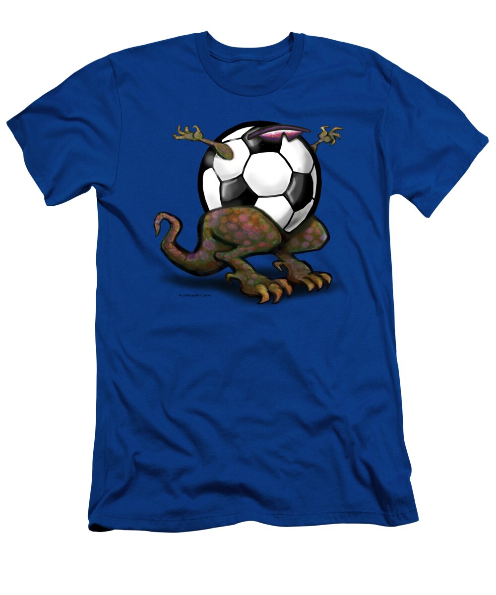 Soccer T-Shirt featuring the digital art Soccer Saurus Rex #2 by Kevin Middleton