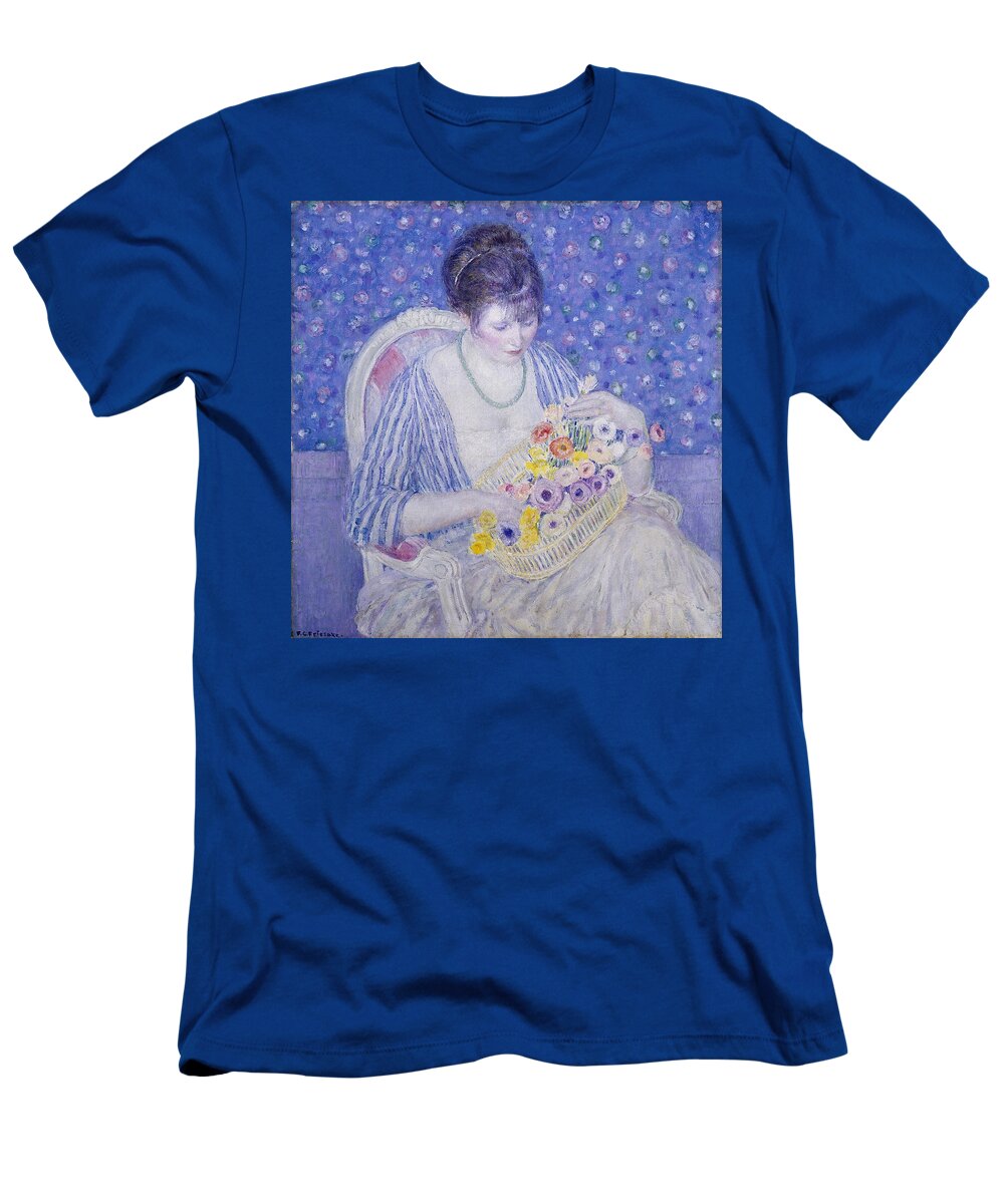 Girl T-Shirt featuring the painting The Basket Of Flowers #2 by Frederick Carl Frieseke