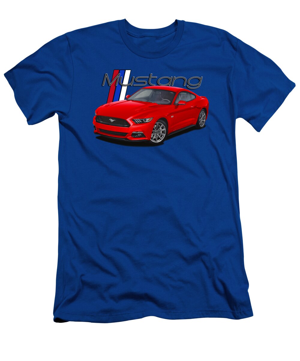 2015 T-Shirt featuring the digital art 2015 Red Mustang by Paul Kuras