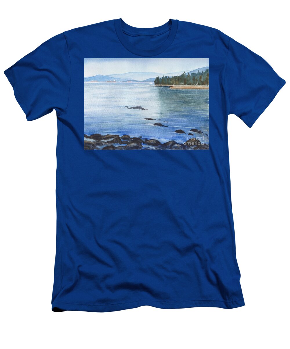  T-Shirt featuring the painting 2nd Beach, Vancouver by Watercolor Meditations
