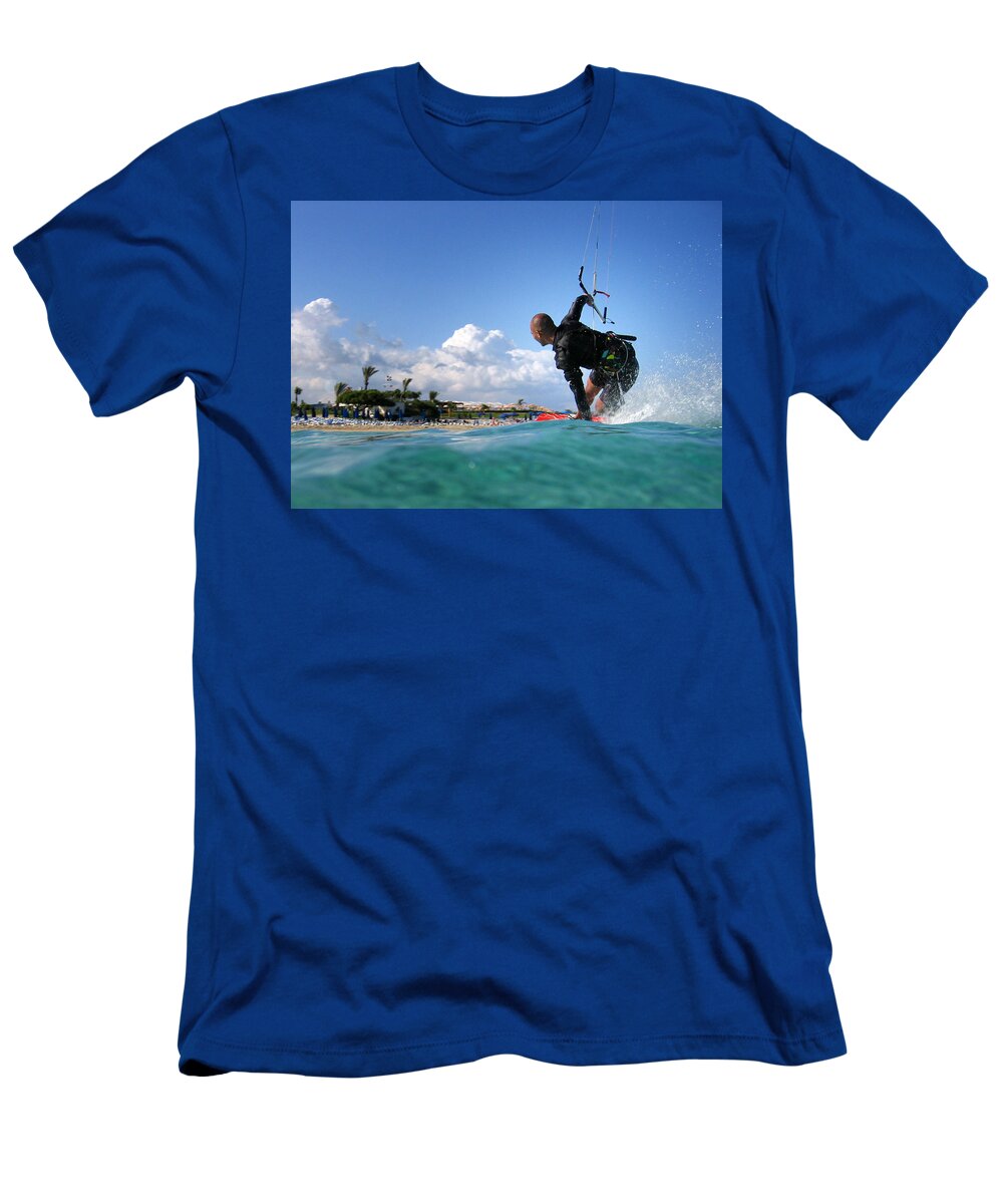 Adventure T-Shirt featuring the photograph Kitesurfing #3 by Stelios Kleanthous