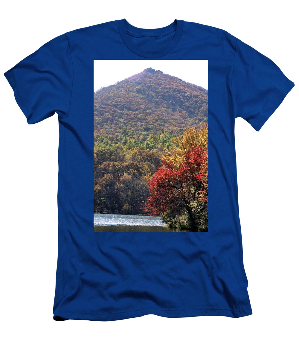 Lake T-Shirt featuring the photograph View of Abbott Lake and Sharp Top in autumn #4 by Emanuel Tanjala