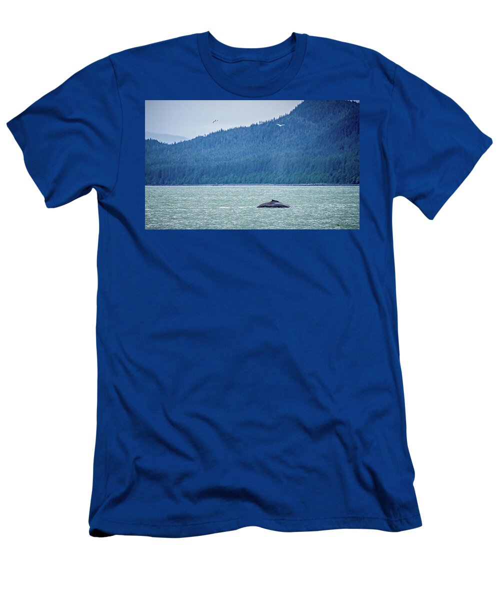 Tail T-Shirt featuring the photograph Whale Watching On Favorite Channel Alaska #4 by Alex Grichenko