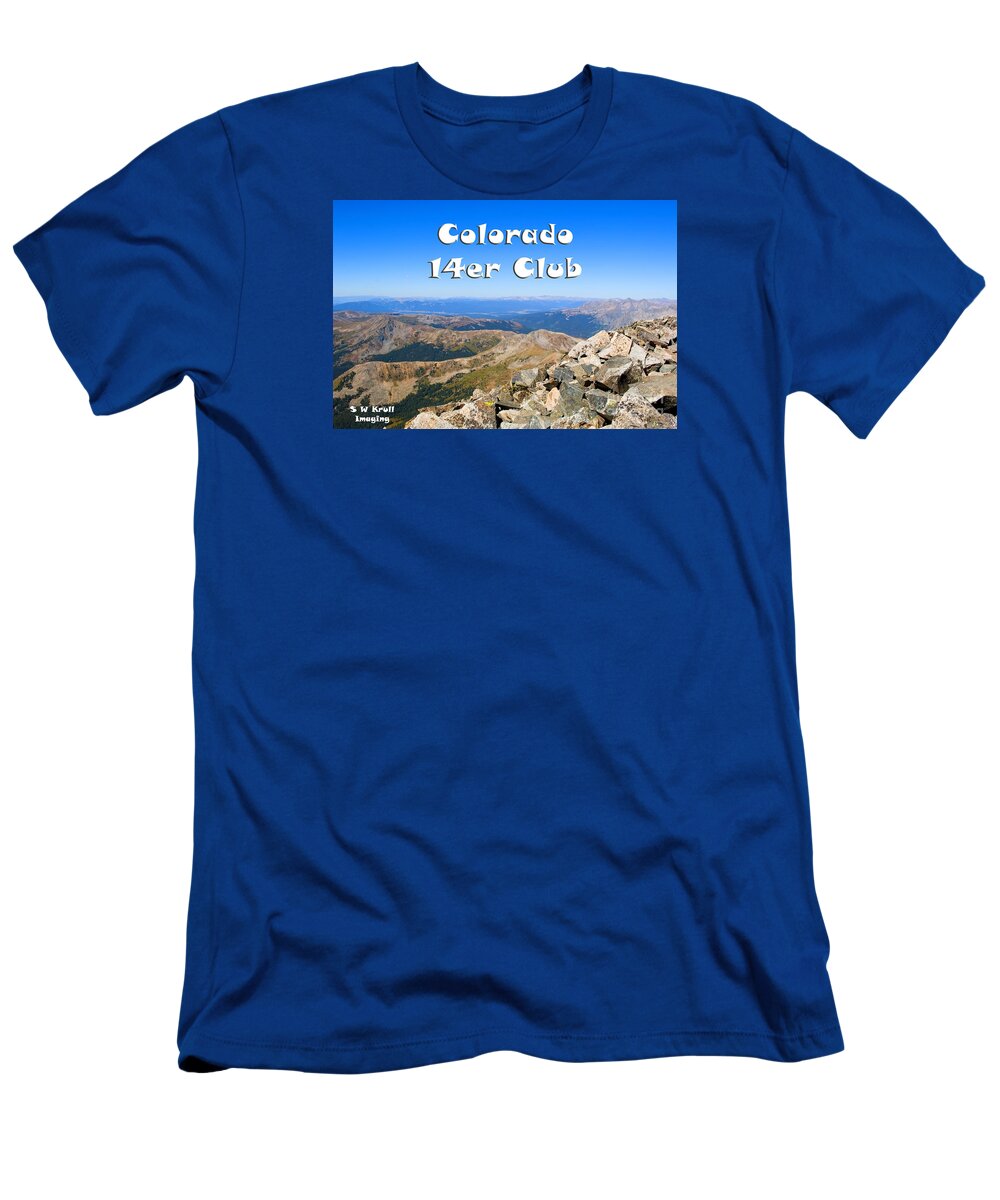 14er T-Shirt featuring the photograph Hikers and Scenery on Mount Yale Colorado #6 by Steven Krull