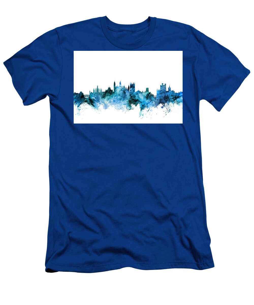 Cambridge T-Shirt featuring the digital art Cambridge England Skyline #7 by Michael Tompsett
