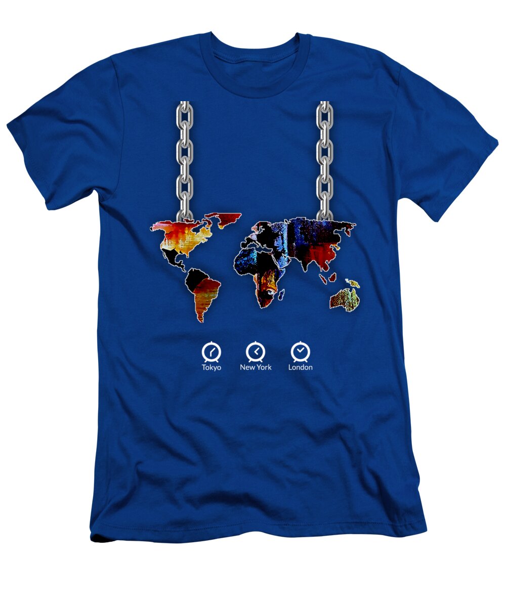 World Map T-Shirt featuring the mixed media World Map Collection #7 by Marvin Blaine