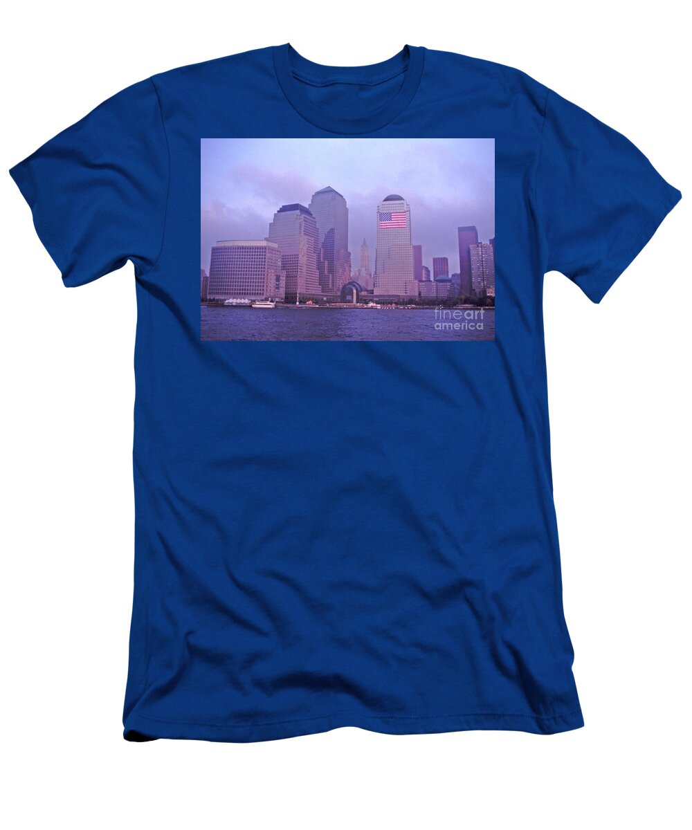 Strength T-Shirt featuring the photograph 9/11 The Aftermath WFC Flag by Tom Wurl