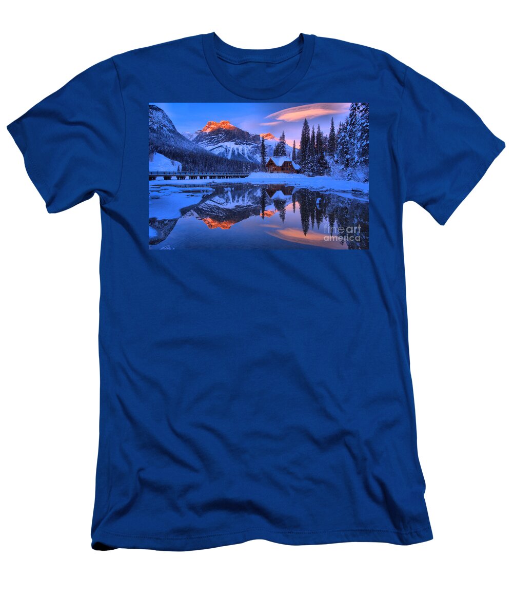 Emerald Lake T-Shirt featuring the photograph A Dash of Sunset Color by Adam Jewell
