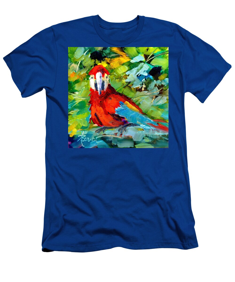 Parrots T-Shirt featuring the painting Papagalos by Adele Bower