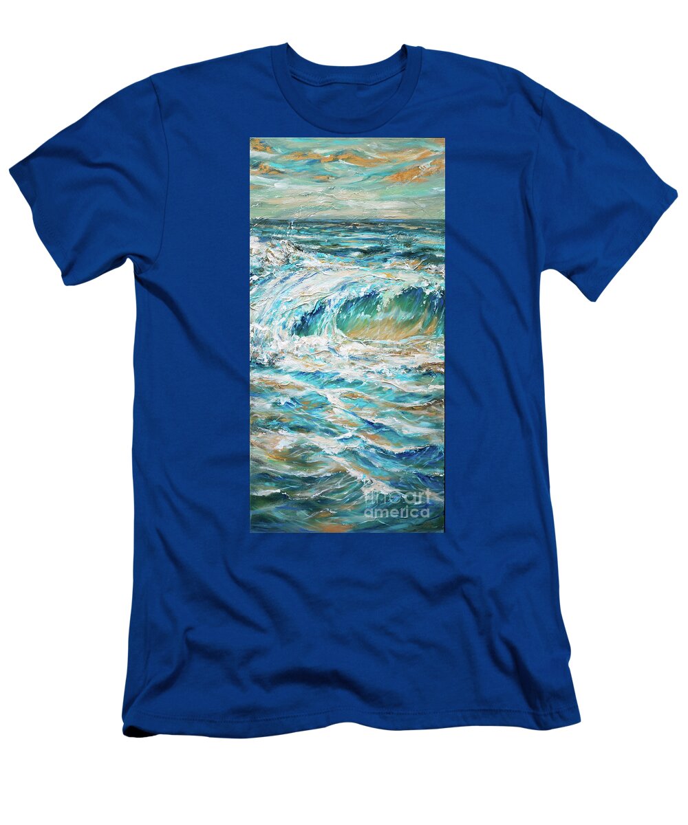 Surf T-Shirt featuring the painting A Set Rolls In by Linda Olsen