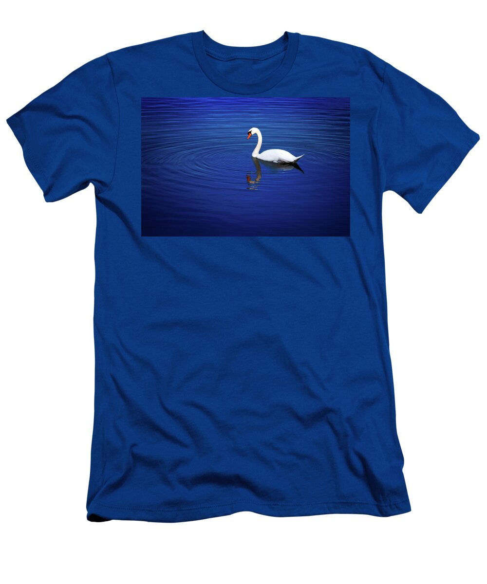 Animal T-Shirt featuring the photograph A white swan in the lake by Tim Abeln